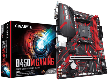 Gigabyte B450M GAMING 1.0 M/B Processor family AMD, Processor socket AM4, DDR4 DIMM, Memory slots 2, Number of SATA connectors 4, Chipset AMD B, Micro ATX