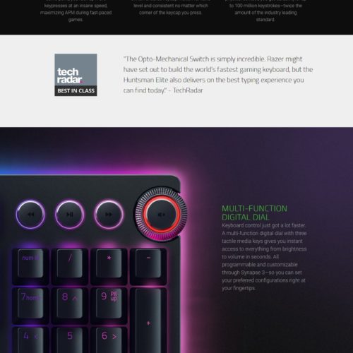 Razer Huntsman Elite Gaming Keyboard, US layout, Wired, Black