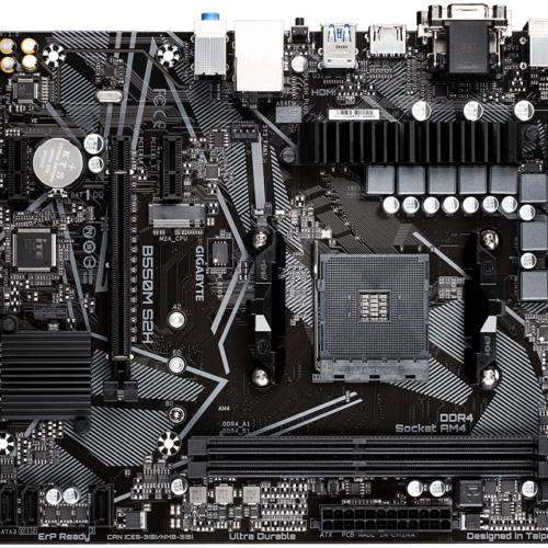 Gigabyte B550M S2H Processor family AMD, Processor socket AM4, DDR4 DIMM, Memory slots 4, Number of SATA connectors 4 x SATA 6Gb/s connectors, Chipset AMD B, Micro ATX