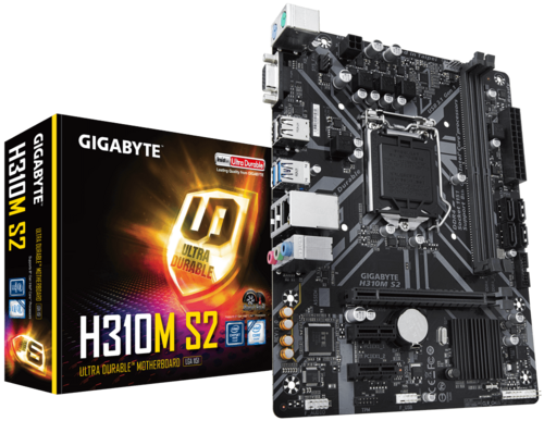 Gigabyte H310M S2 1.0 Processor family Intel, Processor socket  LGA1151, DDR4 DIMM, Memory slots 2, Number of SATA connectors 4, Chipset Intel H, Micro ATX
