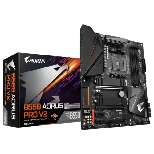 Gigabyte B550 AORUS PRO V2 1.0 Processor family AMD, Processor socket AM4, DDR4 DIMM, Memory slots 4, Chipset AMD B, ATX