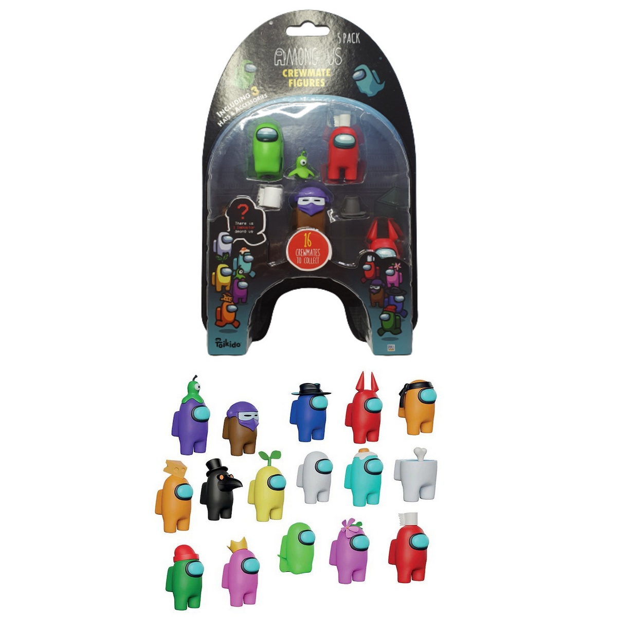 Among Us – Crewmate Mini Figures 5-Pack + 3 Hats (Random)
