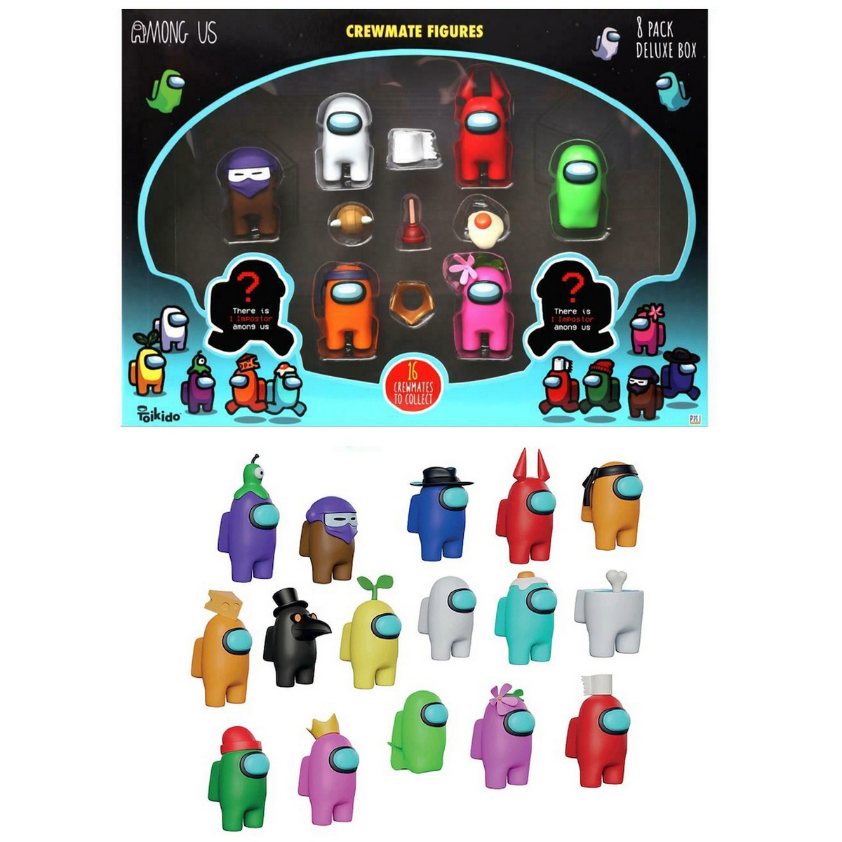 Among Us – Crewmate Mini Figures 8-Pack + 5 Hats (Random)