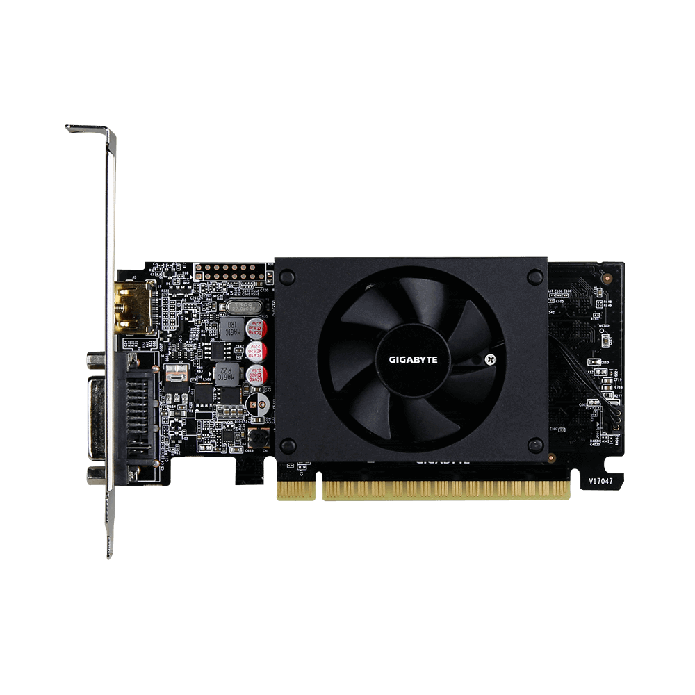 Gigabyte GV-N710D5-1GL 2.0 NVIDIA, 1 GB, GeForce GT 710, GDDR5, PCI-E 2.0 x 8, HDMI ports quantity 1, Memory clock speed 4200 MHz, DVI-D ports quantity 1, Processor frequency 954 MHz