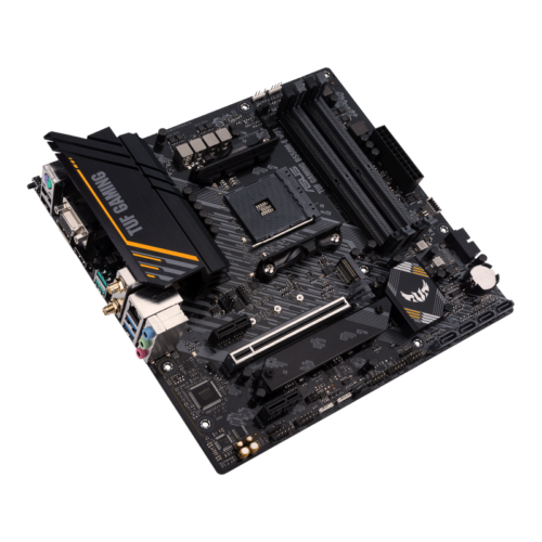 Asus TUF GAMING B550M-E WIFI Processor family AMD, Processor socket AM4, DDR4 DIMM, Memory slots 4, Supported hard disk drive interfaces 	SATA, M.2, Number of SATA connectors 4, Chipset AMD B550, Micro ATX