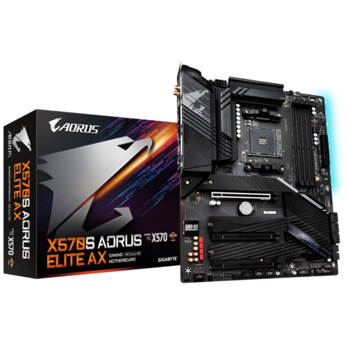Gigabyte X570S AORUS ELITE AX 1.1 M/B Processor family AMD, Processor socket AM4, DDR4 DIMM, Memory slots 4, Supported hard disk drive interfaces SATA, M.2, Number of SATA connectors 6, Chipset AMD X570, ATX